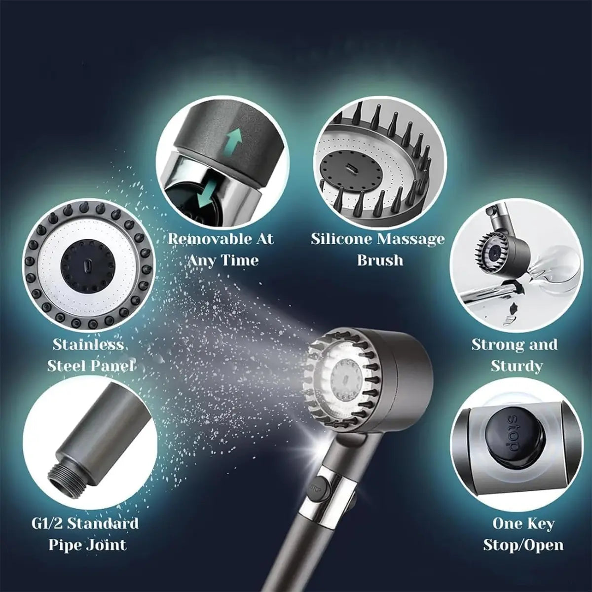 PrimeCart™ Multifunctional Scalp Massage Shower Head